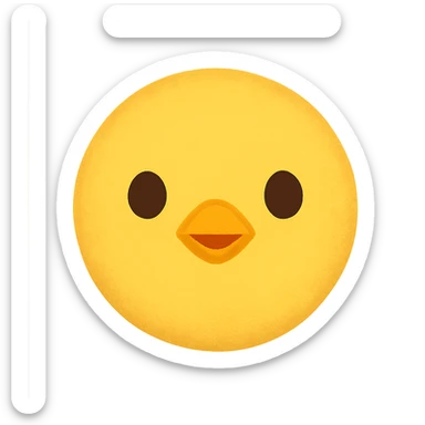 yellow face with yellow chick beak, digital illustration sticker