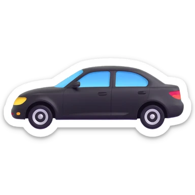 matte black minimalist car icon with fine silver lines for contrast, subtle rod or hook tool clearly touching a visible dent, simple and clean, focus on dent repair sticker