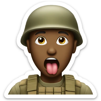 soldier shows his tongue sticker