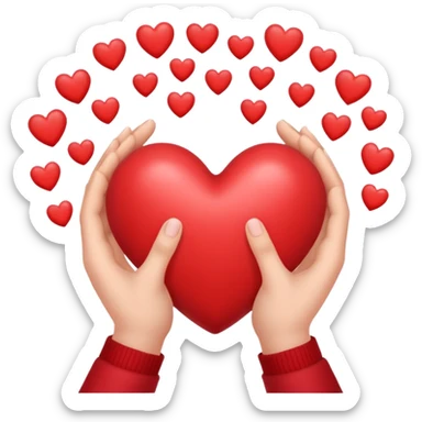 Hands making a heart with hearts coming out sticker