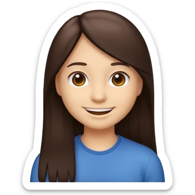 Make an emoji with long straight dark brown hair sticker
