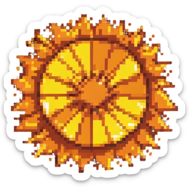 center fire explosion core, bright orange and yellow sticker