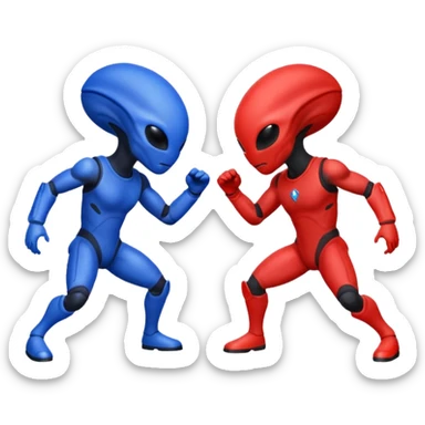 
two alien sparring, red uniform and blue unidorm
 sticker