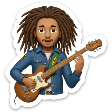  Bob Marley with dreadlocks play electric guitar heraldic crest sticker