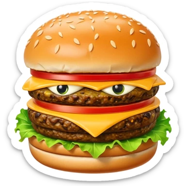 hamburger with eyes and mouth sticker