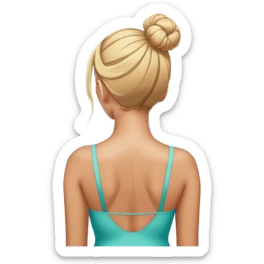 Woman in bathing suit looking at ocean with blonde hair in bum from back from shoulders up sticker
