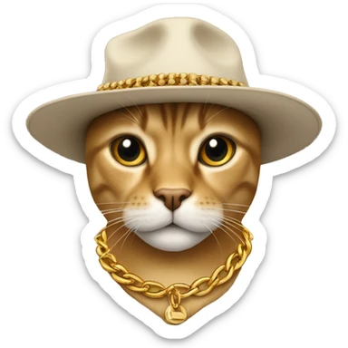 Catahula cur wear hat and gold chain sticker