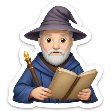 Old Scholar Wizard – gray beard, reading ancient scroll. sticker