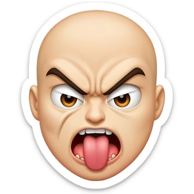 Angry face sticking out the tongue sticker