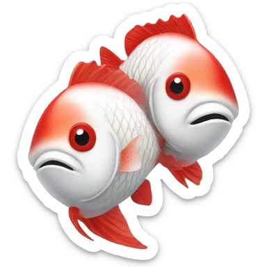 two red and white fish sticker