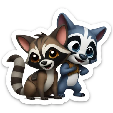 Stitch and rocket racoon sticker
