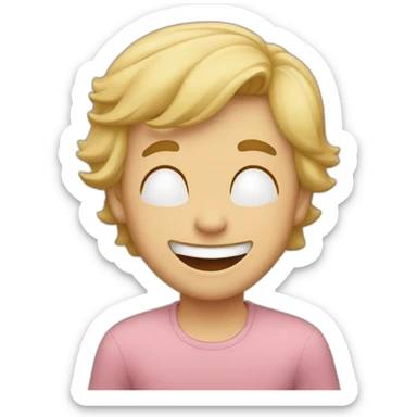 blond brown-eyed man laughing, with four little kids sticker