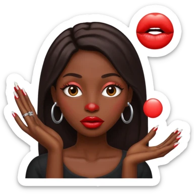 Big lips long nails bestie circle head sticker