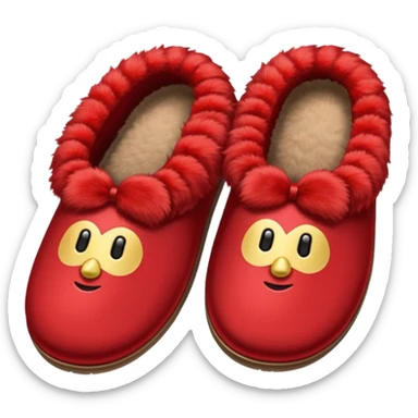 red slippers with red fur sticker