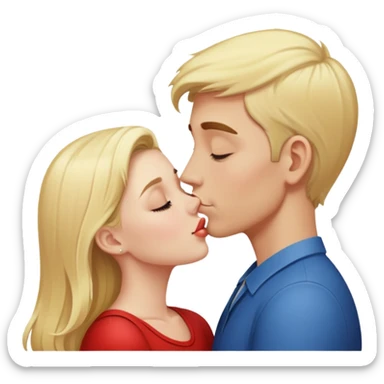 Tall blonde girl kissing short man sticker