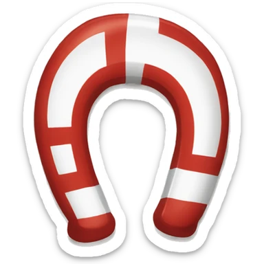 red and white horseshoe magnet sticker
