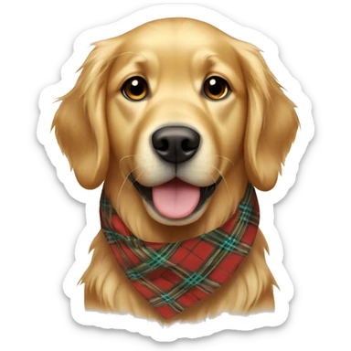 Golden retriever with plaid bandana  sticker