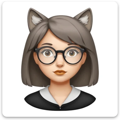 shoulder length, wolf cut girl with round, but square glasses alternative sticker