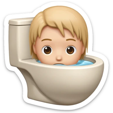 Toilet bowl with a human head peeking out from inside sticker