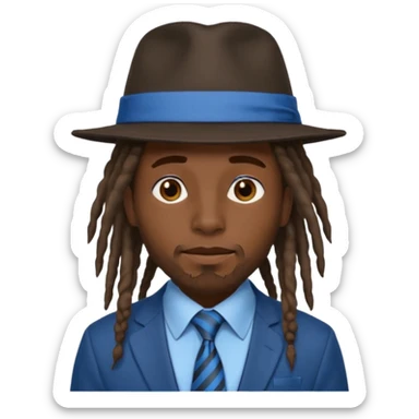 Man with Dreadlocks & Hat – Dark skin, brown hat, blue tie sticker