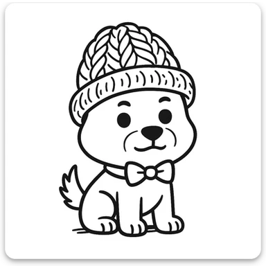 A dog in a cap, doodle style sticker