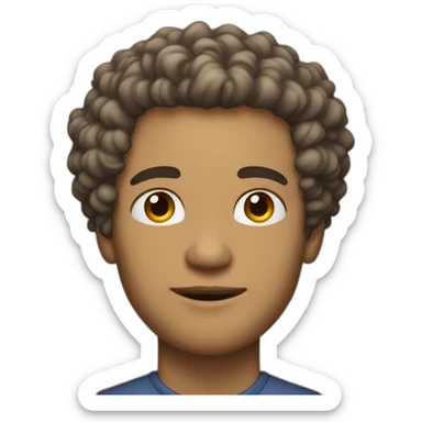 light skin man with strong jawlines with big curly hair and faded sides sticker
