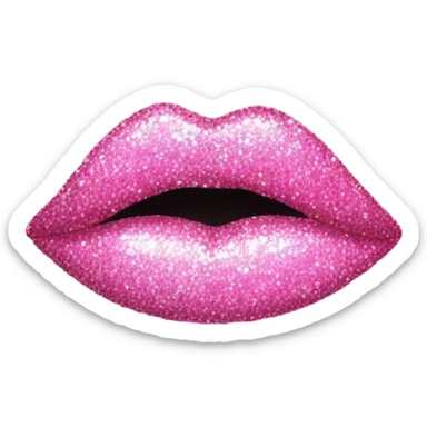 Pink glittery lips with the word please in between the lips sticker