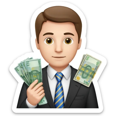 AN UNCLE with a tie in business clothes and with euro money
 sticker