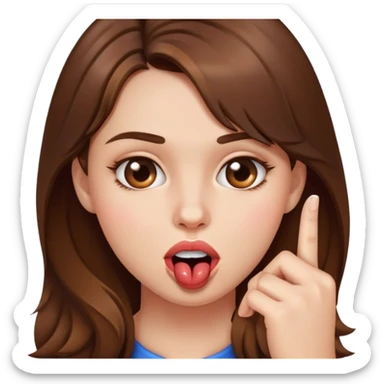 A girl, biting her finger and lip sticker