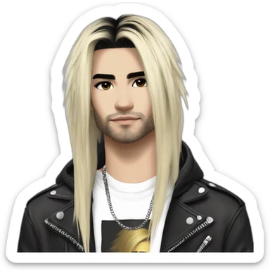 Bill Kaulitz black hair down with blonde highlights emo sticker