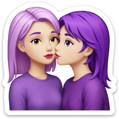 A blonde girl kissing a purple haired girl sticker