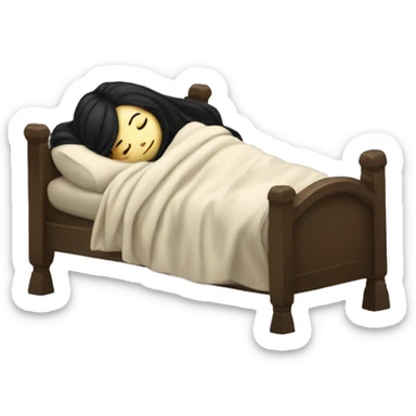 pale girl with long black hair sleeping in blanket  sticker