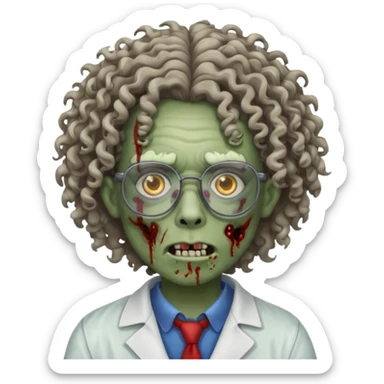 zombie with curly hair wearing prescription glasses sticker