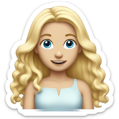 Blonde girl long hair blue eyes birthday sticker
