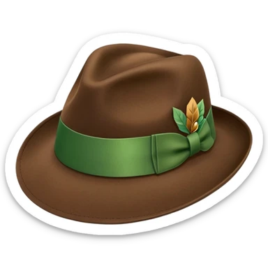 a fedora emoji with a green band and a vintage pin sticker