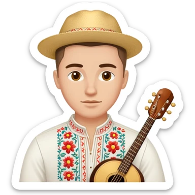 A musician in a white Ukrainian embroidered shirt sticker