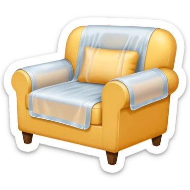 Furniture fully covered with a plastic drop cloth  sticker