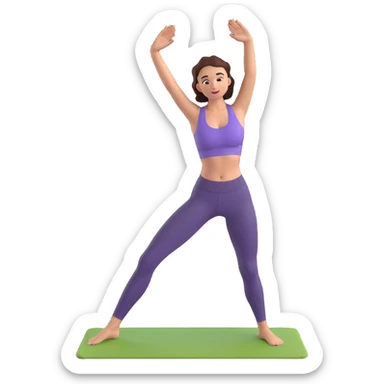 A woman standing in a tree pose (Vrksasana), wearing a sport bra and leggings in color C52975 sticker