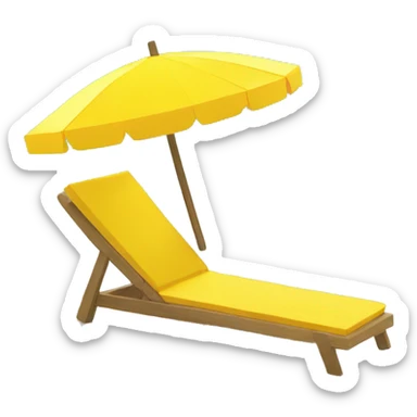 A yellow pixel is sunbathing in the sun by the sea under an umbrella sticker