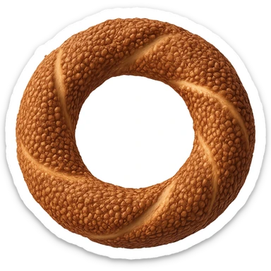 a simit, Turkish sesame bagel, realistic style, showing texture of crust and sesame seeds sticker