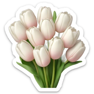 White tulips bouquet with light pink bow  sticker