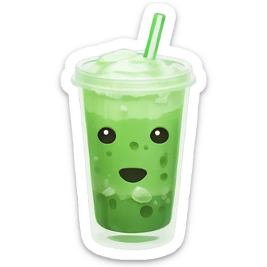 Iced Matcha with Late Art in an aesthetic glas  sticker