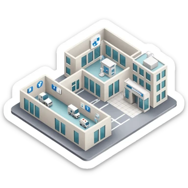 hospital isometric view sticker