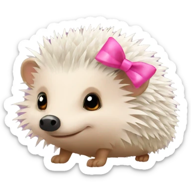 hedgehog with a pink bow sticker