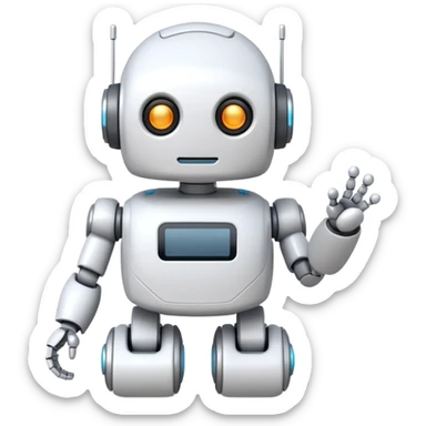 robot cartoon simple kid toy white innocent funny gudget chatGPT friendly round adorable musical sticker