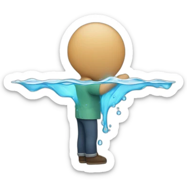 backside of a man looking down pouring water sticker