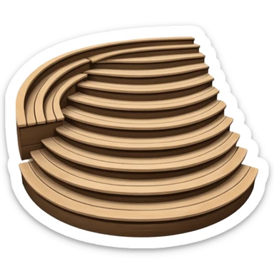 benches arranged on a slope in a semicircle resembling an amphitheater with 4 stepped levels sticker