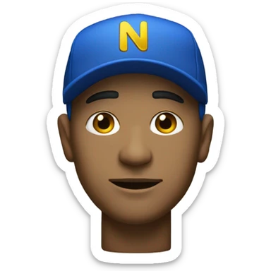 White man wearing blue baseball cap with letters N D in gold on hat  sticker