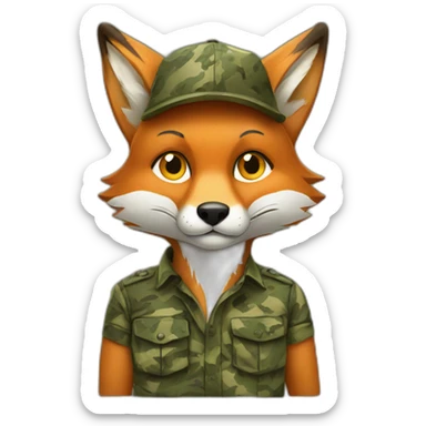 Fox wearing camo shirt sticker
