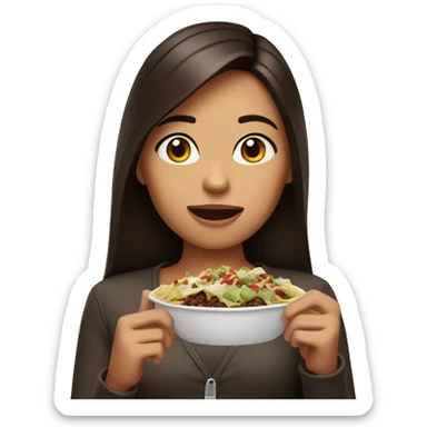 Brunette girl eating chipotle sticker
